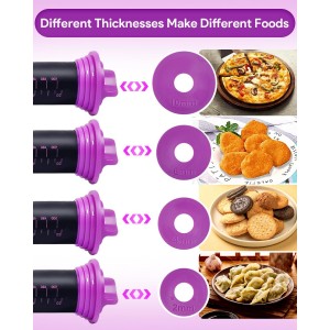 Silicone Rolling Pin with Thickness Rings, Adjustable Designs for Fondant, Cookie Decorating, Pasta, Pizza, 23.6 inch Purple Large Long Pin