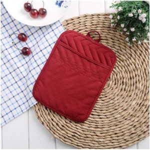 Anyi Pot Holders for Kitchen Heat Resistant, Cotton Hot Pads for Counter Table, Red Kitchen Pot Holders with Pocket