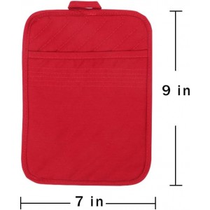 Anyi Pot Holders for Kitchen Heat Resistant, Cotton Hot Pads for Counter Table, Red Kitchen Pot Holders with Pocket