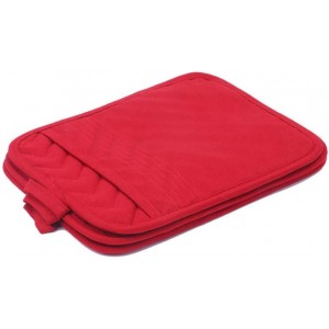 Anyi Pot Holders for Kitchen Heat Resistant, Cotton Hot Pads for Counter Table, Red Kitchen Pot Holders with Pocket