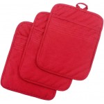 Anyi Pot Holders for Kitchen Heat Resistant, Cotton Hot Pads for Counter Table, Red Kitchen Pot Holders with Pocket