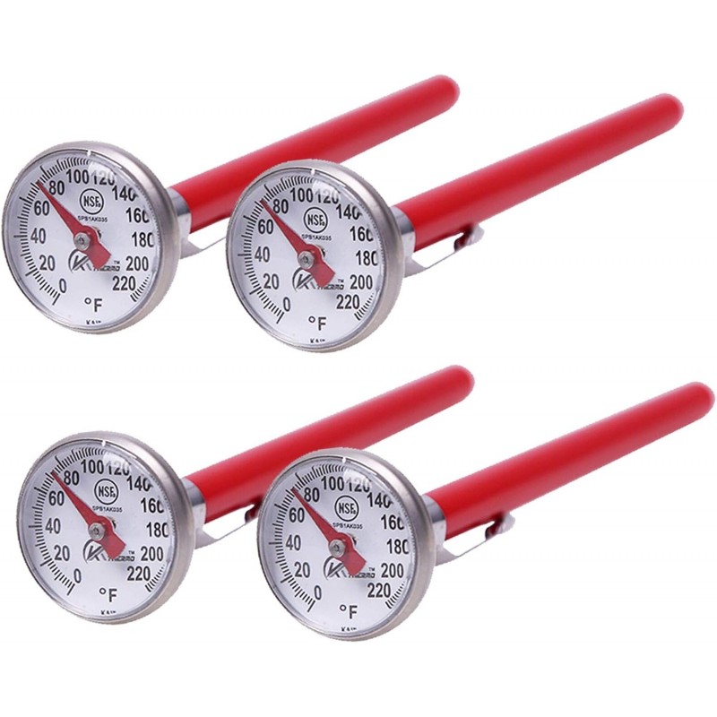 KT THERMO Instant Read 1-Inch Dial Thermometer(4-Pack),Best for The Coffee Drinks,Chocolate Milk Foam