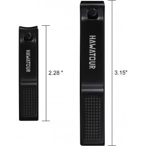 HAWATOUR Nail Clippers Set, Ultra Sharp Sturdy Fingernail and Toenail Clipper Cutters with Visibly Tin Case, Black