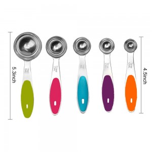Fsdifly-Stainless Steel Measuring Spoons 5 Piece Stackable Set - Measuring Set for Cooking and Bakin (A)