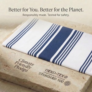 Urban Villa Kitchen Towels Blue White Striped 100% Cotton Set of 6, 20x30 Inch Oversized Dish Cloths, Highly Absorbent, Mitered Corners & Hanging Loop, Hand & Tea Towels, Dish Towels