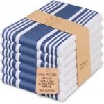 Urban Villa Kitchen Towels Blue White Striped 100% Cotton Set of 6, 20x30 Inch Oversized Dish Cloths, Highly Absorbent, Mitered Corners & Hanging Loop, Hand & Tea Towels, Dish Towels