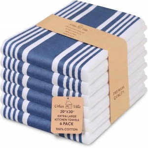 Urban Villa Kitchen Towels Blue White St...