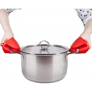 2 Pairs Mini Oven Gloves Silicone Heat Resistant Cooking Pinch Mitts Potholder for Kitchen Cooking & Baking (Red and Blue)