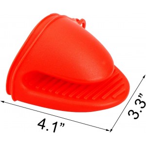 2 Pairs Mini Oven Gloves Silicone Heat Resistant Cooking Pinch Mitts Potholder for Kitchen Cooking & Baking (Red and Blue)