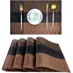 PIGCHCY Placemats,Durable Placemats for Dining Table,Washable Woven Vinyl Kitchen Placemats Set of 4 (Brown)