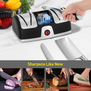 Secura 2-Stage Electric Knife Sharpener with Diamond Abrasives and Precision Angle Guides, Professional Sharpening Tool for Kitchen Straight Edge and Ceramic Knife, Black