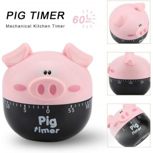 Cute Cartoon Pig Kitchen Timer,Mechanical Timers Counters,for Cooking Timing Tool Alarm Clock,Portable Alarm Clock Kitchen Cooking Tool()