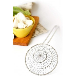 Hicook Stainless Steel Kitchen Spider Strainer Skimmer Ladle Food Dumpling Noodle Strainer for Pasta Spaghetti Noodles and Frying, 5 inches