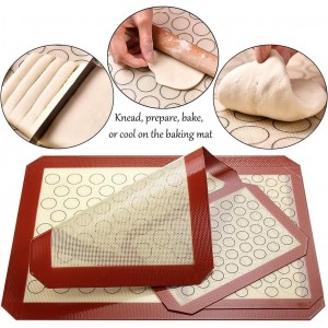 Baking Sheet with Silicone Mat Set, Set of 8 (4 Sheets + 4 Mats), Stainless Steel Cookie Sheet Baking Pans with Reusable Silicone Baking Mat, Non Toxic & Heavy Duty & Easy Clean