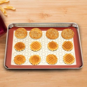 Baking Sheet with Silicone Mat Set, Set of 8 (4 Sheets + 4 Mats), Stainless Steel Cookie Sheet Baking Pans with Reusable Silicone Baking Mat, Non Toxic & Heavy Duty & Easy Clean
