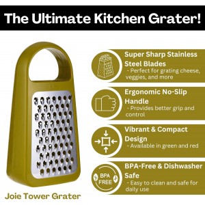 Joie Tower Grater, Double Sided, Stainless Steel, Dishwasher Safe, BPA Free, Kitchen Tool, 1 Count