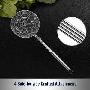 Hiware Solid Stainless Steel Spider Strainer Skimmer Ladle, Kitchen Utensils Wire Strainer Pasta Spoon, 7 Inch