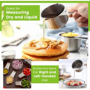 Spring Chef Stainless Steel Measuring Cups Set of 7 with Pour Spout - Nesting Kitchen Tools with Easy Read Markings to Measure Dry or Liquid Ingredients - Metal Measuring Cups for Baking & Cooking