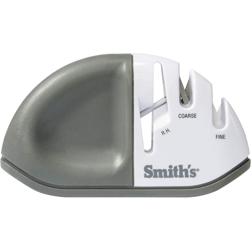 Smith's 51003 Diamond Edge Grip™ MAX 2-Stage Sharpener – White - Compact - Non-Slip Base - Patented V Grip – Sharpen Knives & Scissors - Diamond & Ceramic Sharpeners