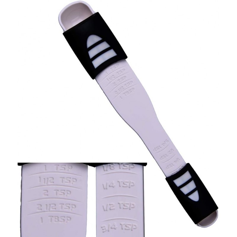 Adjustable Measuring Spoon White,Creative Double End Adjustable Scale, Eight Stalls Measuring Spoon,Measuring Dry/Semi-Liquid Ingredients,Metering Spoon for Baking,Cooking,Coffee,Sugar,Salt,Powder.
