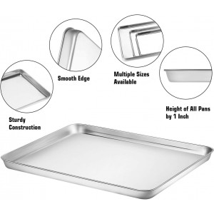 Wildone Baking Sheet with Silicone Mat Set, Set of 6 (3 Sheets + 3 Mats), Stainless Steel Cookie Sheet Baking Pan with Silicone Mat, Non Toxic & Heavy Duty & Easy Clean