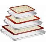 Wildone Baking Sheet with Silicone Mat Set, Set of 6 (3 Sheets + 3 Mats), Stainless Steel Cookie Sheet Baking Pan with Silicone Mat, Non Toxic & Heavy Duty & Easy Clean