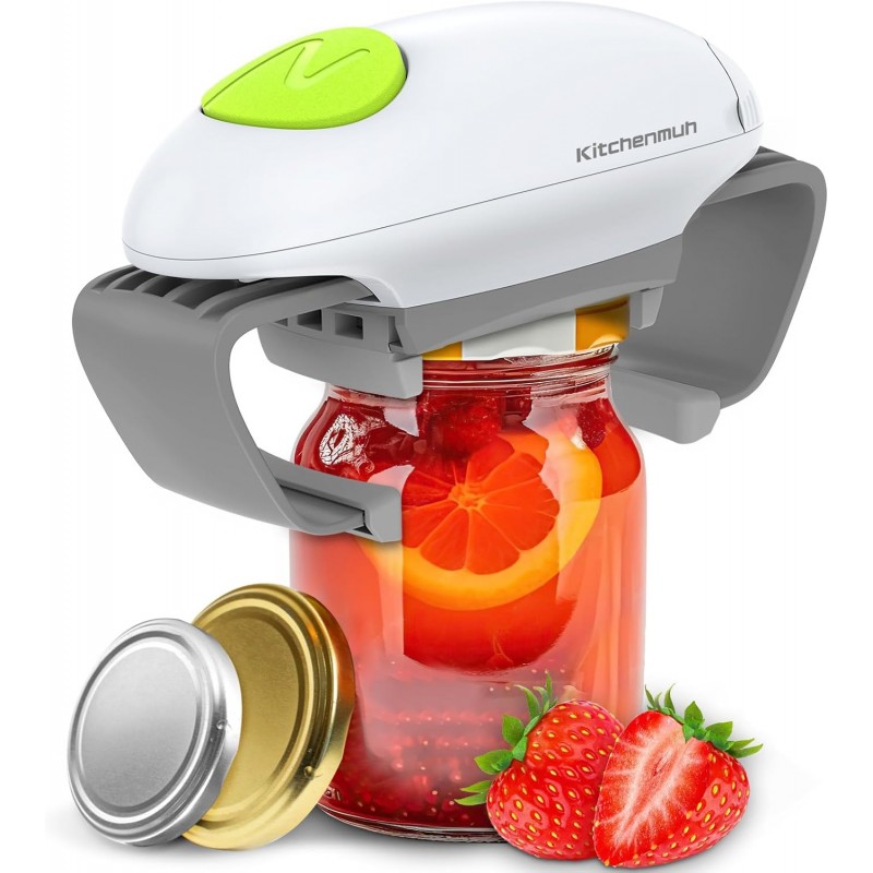 Higher Torque Electric Jar Opener for Seniors with Arthritis Fit Almost Jars Size, Strong Tough Automatic Jar Opener for Weak Hands, Hands Free Battery Operated Bottle Opener for Arthritic Hands White