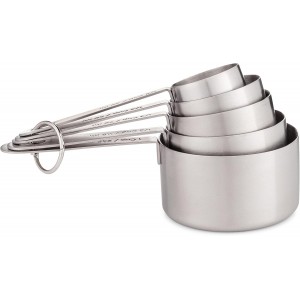 husMait Stainless Steel Measuring Cups - 5 Piece Heavy Duty Measuring Cup Set with Storage Ring