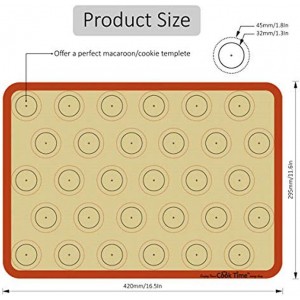 Macaron Silicone Baking Mat - Set of 2 Non Stick Silicon Macaroon Baking Sheet Cookie Liner(BPA Free/Reusable/Half Sheet),Perfect Cooking Kit for Macarons,Pastry,Cake and Bread Making (Red)