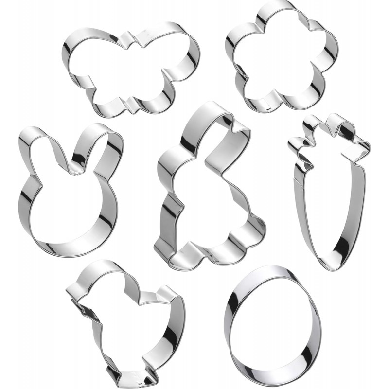 Easter Cookie Cutter Set - 7 piece - Egg, Carrot, Bunny, Flower, Chick, Bunny Face and Butterfly