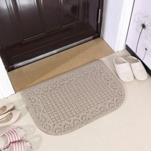 COSY HOMEER 27X18 Inch Anti Fatigue Kitchen Rug Mats are Made of 100% Polypropylene Half Round Rug Cushion Specialized in Anti Slippery and Machine Washable (Beige 1 pc) …