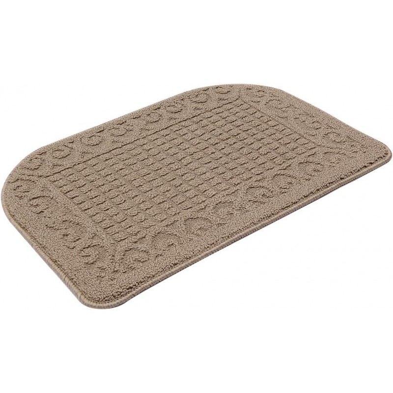 COSY HOMEER 27X18 Inch Anti Fatigue Kitchen Rug Mats are Made of 100% Polypropylene Half Round Rug Cushion Specialized in Anti Slippery and Machine Washable (Beige 1 pc) …