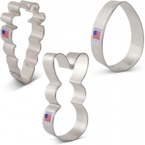 Ann Clark Cute Easter 3-Pc. Cookie Cutter Set, Made in USA, Easter Bunny, Carrot and Egg