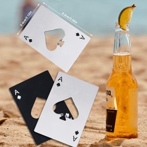 Ace Of Spades Bottle Opener Credit Card Size Pocker Cap Opener Portable Stainless Steel Can Opener (2 Pack Black & Silver)