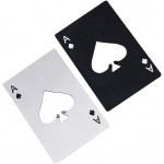 Ace Of Spades Bottle Opener Credit Card Size Pocker Cap Opener Portable Stainless Steel Can Opener (2 Pack Black & Silver)