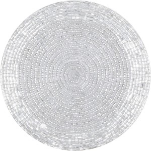 COTTON CRAFT Glitz Handmade Beaded Bar Drink Tabletop Protection Coasters - Set of 8 - Halloween Harvest Autumn Fall Thanksgiving Holiday Christmas Xmas Celebration Festive Party - 4 in Round - Silver