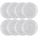 COTTON CRAFT Glitz Handmade Beaded Bar Drink Tabletop Protection Coasters - Set of 8 - Halloween Harvest Autumn Fall Thanksgiving Holiday Christmas Xmas Celebration Festive Party - 4 in Round - Silver