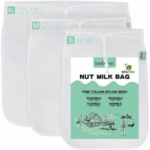 Nut Milk Bag Reusable 3 Pack Food Strain...