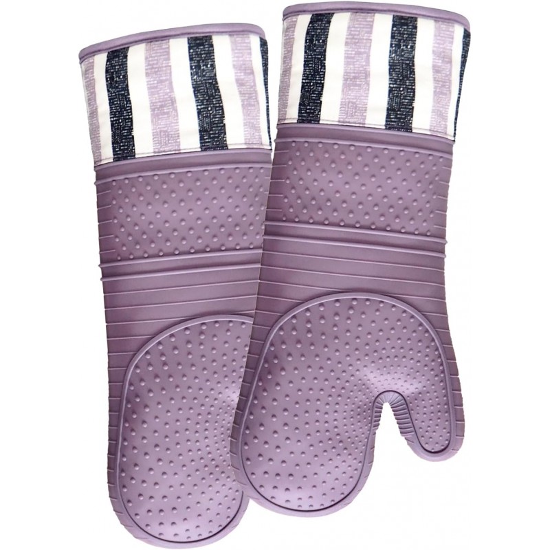 RED LMLDETA Heat Resistant 550 Degree Oven mitt, Silicone Oven Hot Mitts - 1 Pair, Extra Long Professional Baking Oven Gloves - Food Safe,Pot Holders Cooking,Grilling,Kitchen (Purple Mittens)