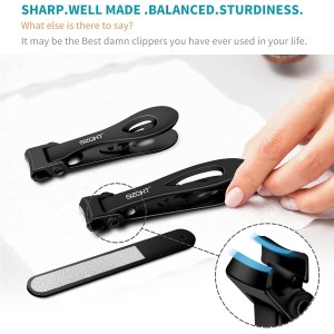 SZQHT Extra Wide Jaw Opening Nail Clippers for Thick Nails Cutter for Ingrown Toenail Clippers & Fingernails Manicure Set,Pedicure Kit,Men & Women(Black)