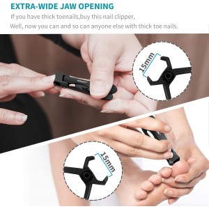 SZQHT Extra Wide Jaw Opening Nail Clippers for Thick Nails Cutter for Ingrown Toenail Clippers & Fingernails Manicure Set,Pedicure Kit,Men & Women(Black)
