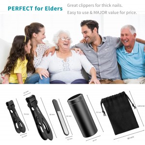 SZQHT Extra Wide Jaw Opening Nail Clippers for Thick Nails Cutter for Ingrown Toenail Clippers & Fingernails Manicure Set,Pedicure Kit,Men & Women(Black)