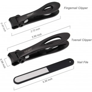SZQHT Extra Wide Jaw Opening Nail Clippers for Thick Nails Cutter for Ingrown Toenail Clippers & Fingernails Manicure Set,Pedicure Kit,Men & Women(Black)