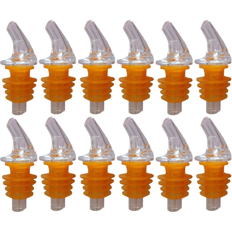 1 Dozen Large Amber Cork Free-Pour Spout - Great for Wide-Neck Liquor Bottles, Including 1.75 Liter Bottles