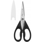 KitchenAid All Purpose Kitchen Shears with Protective Sheath Durable Stainless Steel Scissors, Dishwasher Safe, Soft Grip Comfort Handle, 8.72 Inch, Black