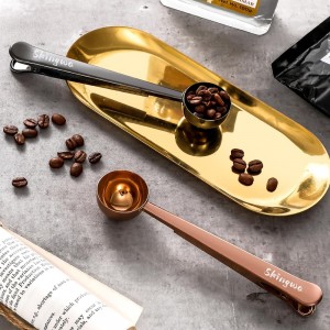 Coffee Scoop with Bag Clip, Multi-Function Milk Powder Measuring Spoon, 20ml (Black)
