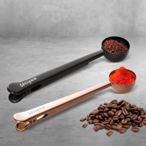 Coffee Scoop with Bag Clip, Multi-Function Milk Powder Measuring Spoon, 20ml (Black)