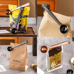 Coffee Scoop with Bag Clip, Multi-Function Milk Powder Measuring Spoon, 20ml (Black)