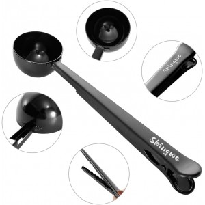Coffee Scoop with Bag Clip, Multi-Function Milk Powder Measuring Spoon, 20ml (Black)