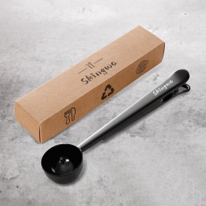 Coffee Scoop with Bag Clip, Multi-Function Milk Powder Measuring Spoon, 20ml (Black)